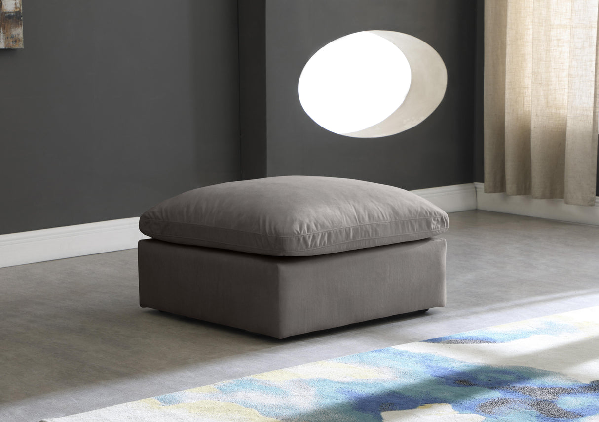 Plush Grey Velvet Standard Cloud Modular Ottoman - galleria furniture outlet