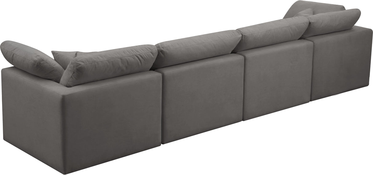 Plush Grey Velvet Standard Cloud Modular Sofa - galleria furniture outlet