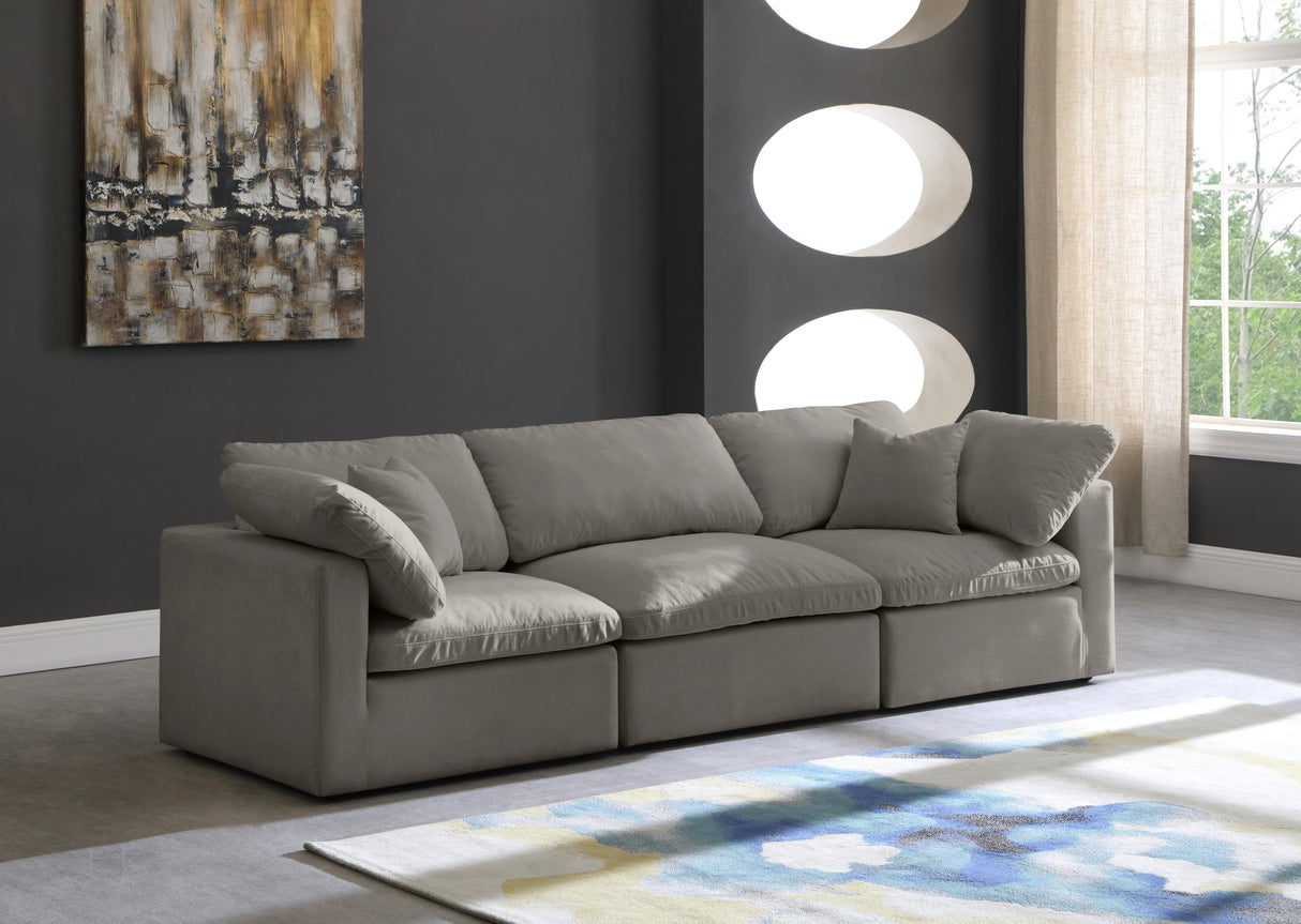 Plush Grey Velvet Standard Cloud Modular Sofa - galleria furniture outlet