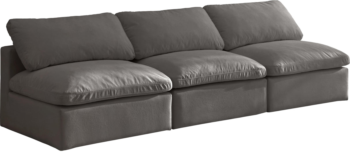 Plush Grey Velvet Standard Cloud Modular Sofa - galleria furniture outlet