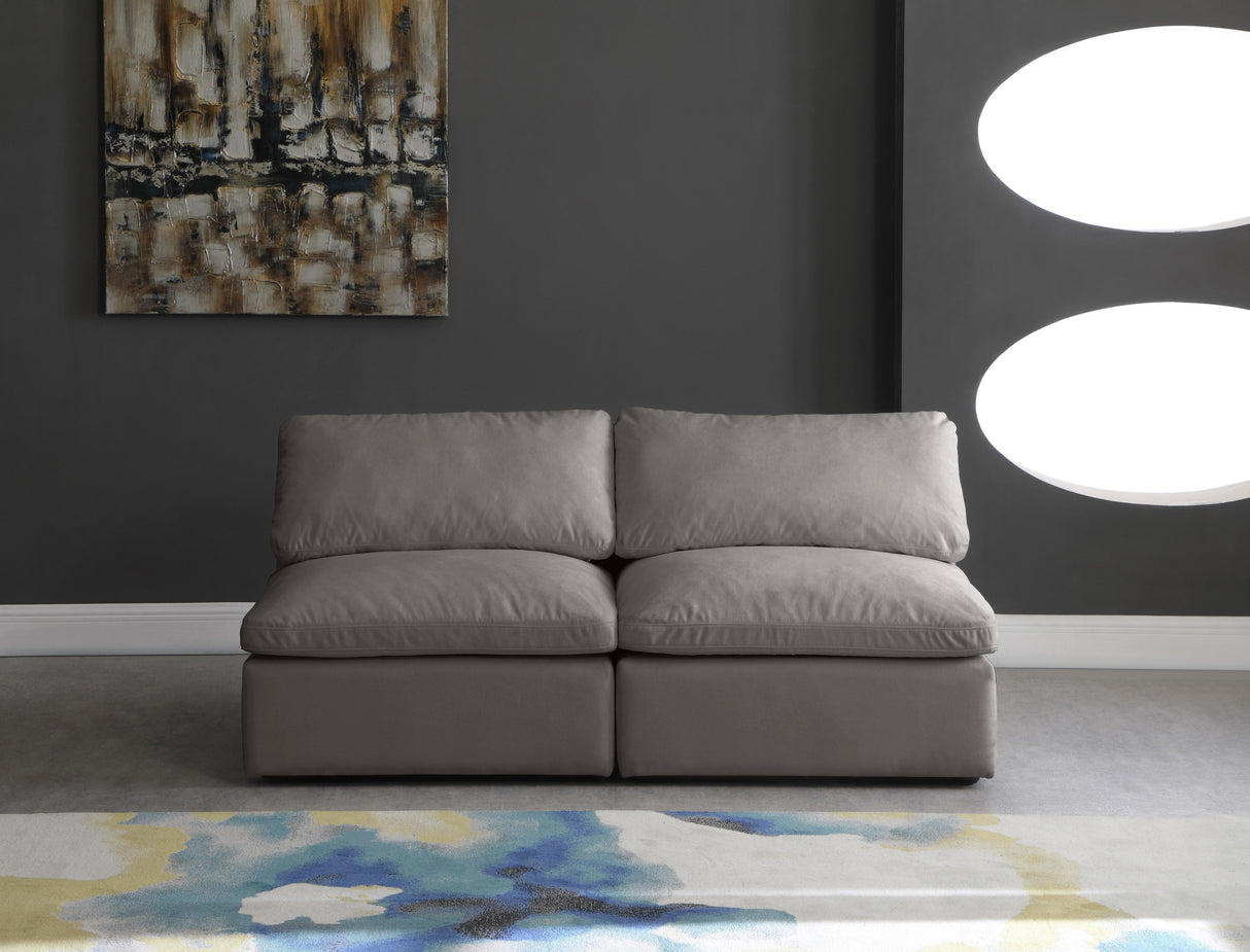 Plush Grey Velvet Standard Cloud Modular Sofa - galleria furniture outlet