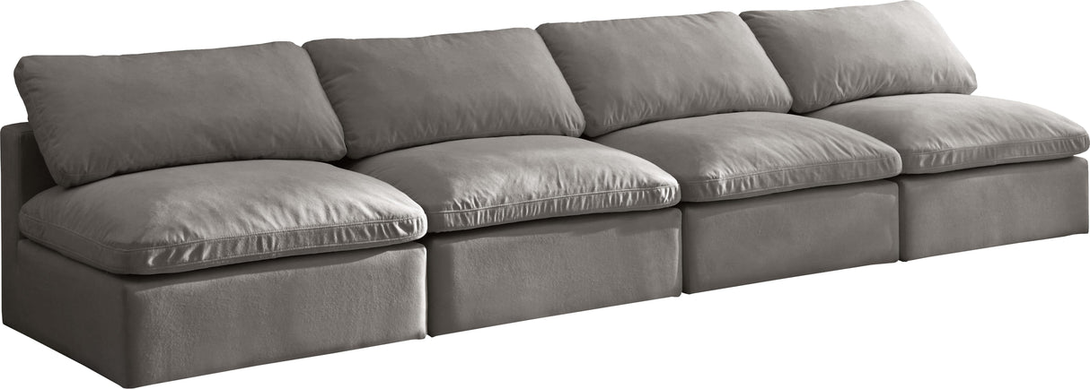 Plush Grey Velvet Standard Cloud Modular Sofa - galleria furniture outlet