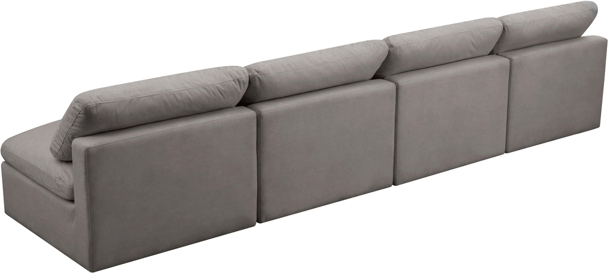Plush Grey Velvet Standard Cloud Modular Sofa - galleria furniture outlet
