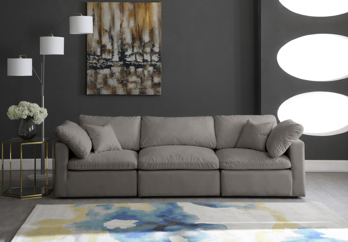 Plush Grey Velvet Standard Cloud Modular Sofa - galleria furniture outlet