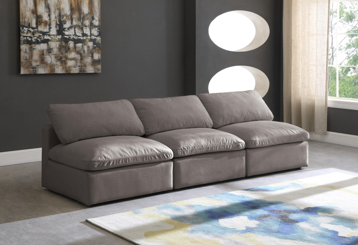 Plush Grey Velvet Standard Cloud Modular Sofa - galleria furniture outlet