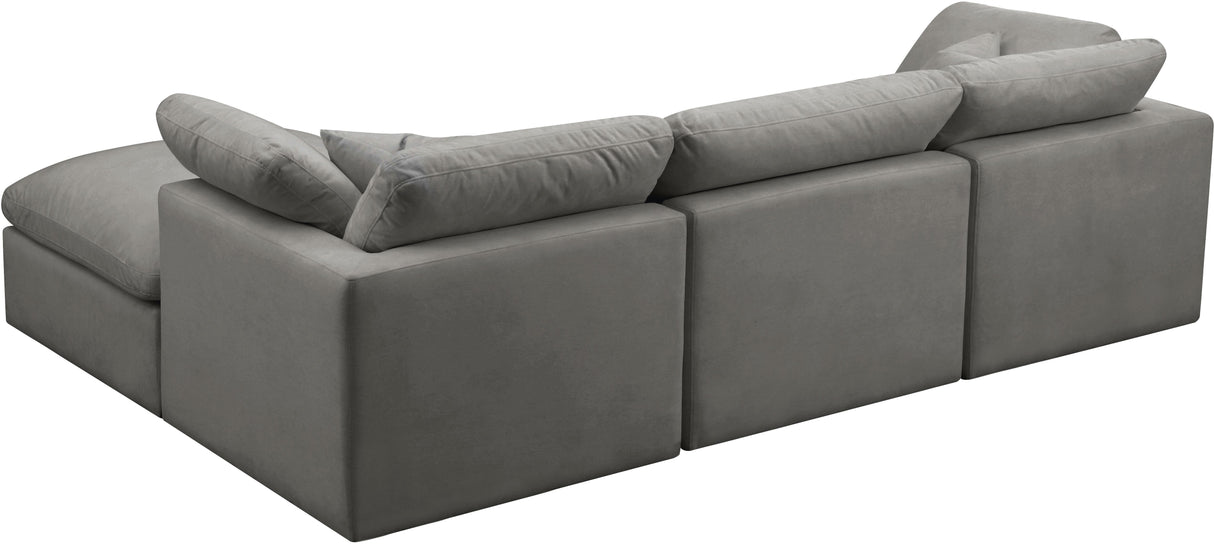 Plush Grey Velvet Standard Cloud Modular Sectional - galleria furniture outlet