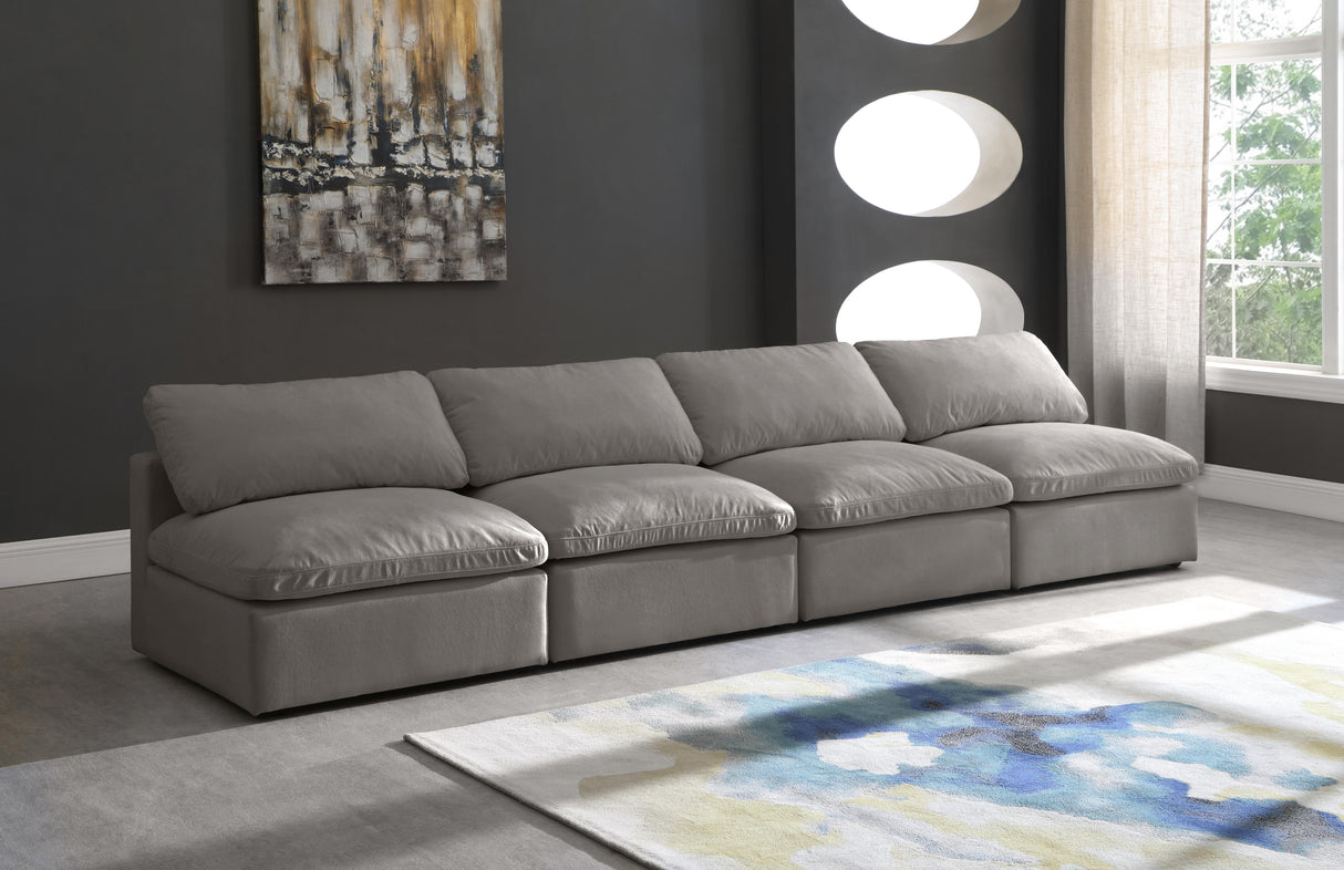 Plush Grey Velvet Standard Cloud Modular Sofa - galleria furniture outlet
