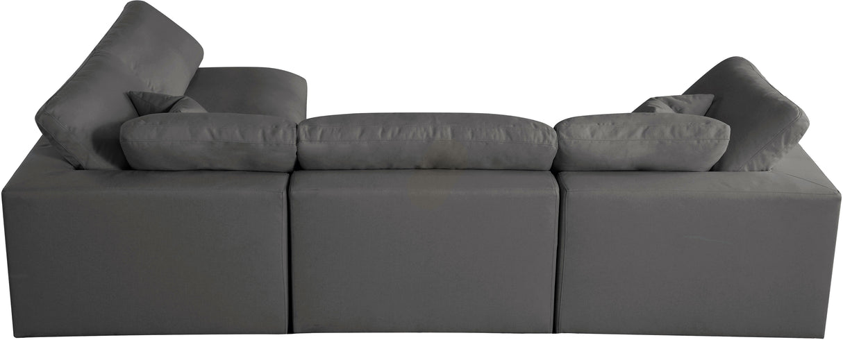 Plush Grey Velvet Standard Cloud Modular Sectional - galleria furniture outlet