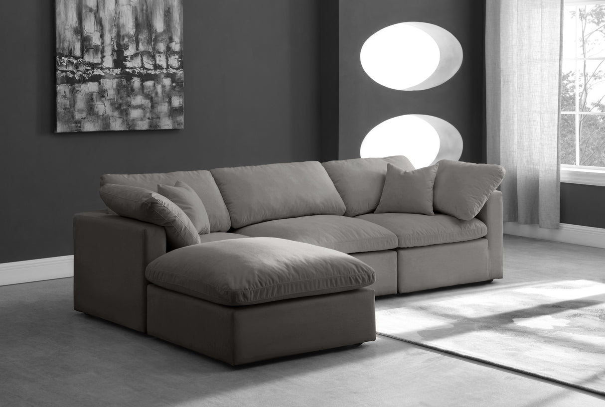 Plush Grey Velvet Standard Cloud Modular Sectional - galleria furniture outlet