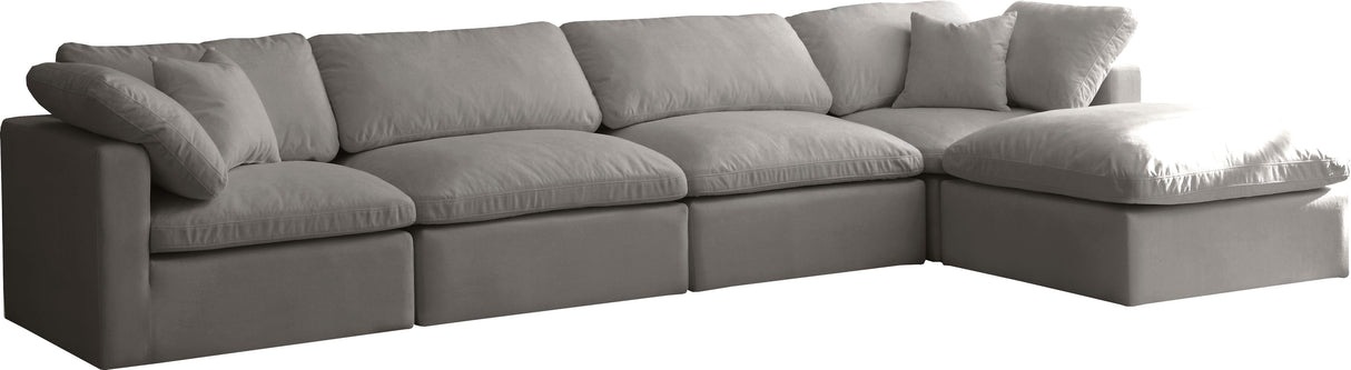 Plush Grey Velvet Standard Cloud Modular Sectional - galleria furniture outlet