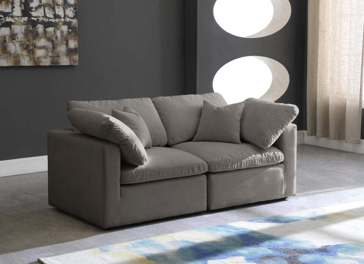 Plush Grey Velvet Standard Cloud Modular Sofa - galleria furniture outlet