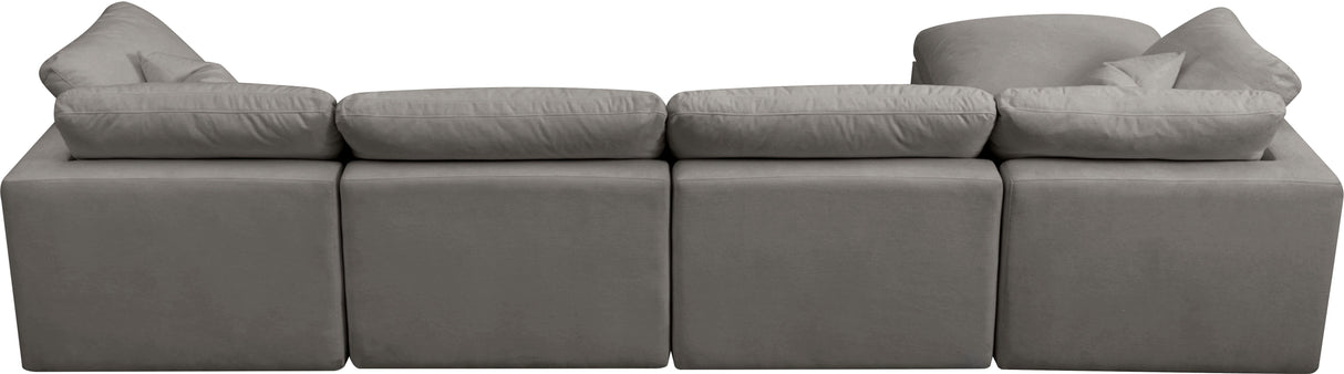 Plush Grey Velvet Standard Cloud Modular Sectional - galleria furniture outlet