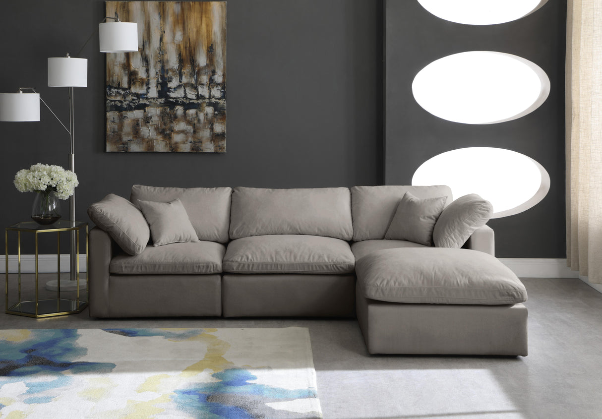 Plush Grey Velvet Standard Cloud Modular Sectional - galleria furniture outlet