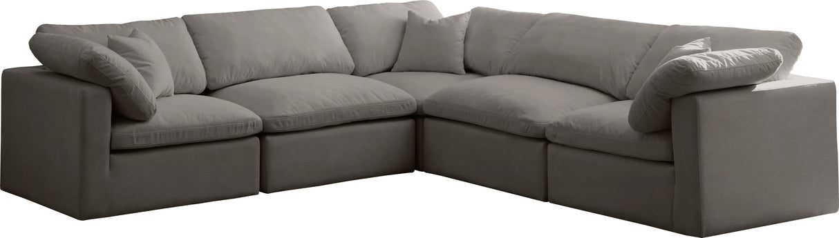Plush Grey Velvet Standard Cloud Modular Sectional - galleria furniture outlet
