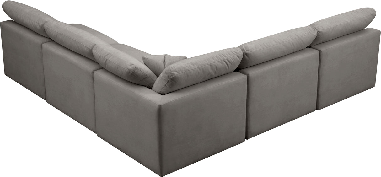 Plush Grey Velvet Standard Cloud Modular Sectional - galleria furniture outlet
