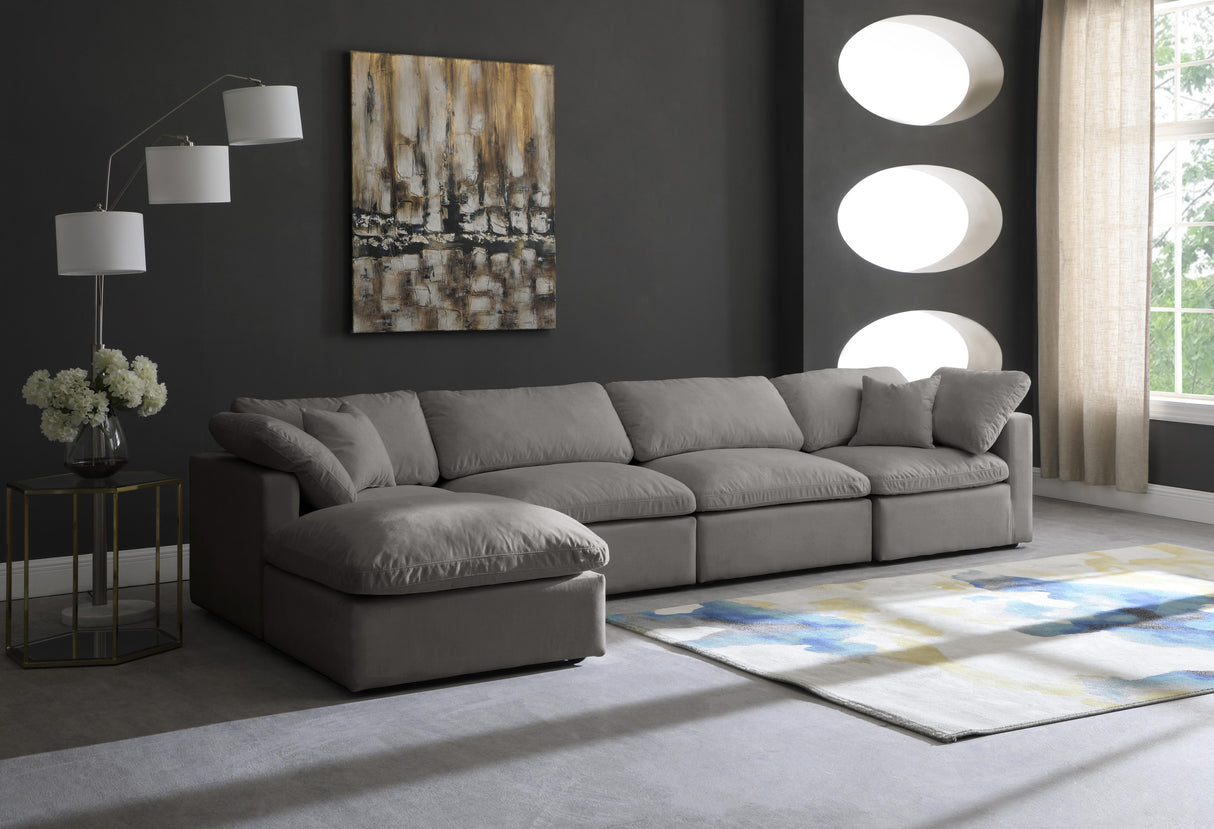Plush Grey Velvet Standard Cloud Modular Sectional - galleria furniture outlet