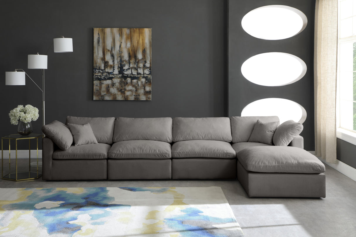 Plush Grey Velvet Standard Cloud Modular Sectional - galleria furniture outlet