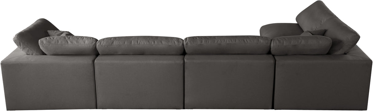 Plush Grey Velvet Standard Cloud Modular Sectional - galleria furniture outlet