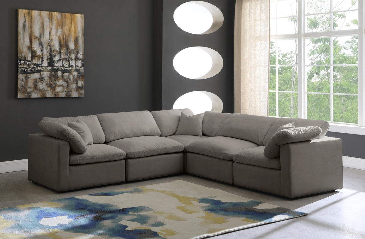 Plush Grey Velvet Standard Cloud Modular Sectional - galleria furniture outlet