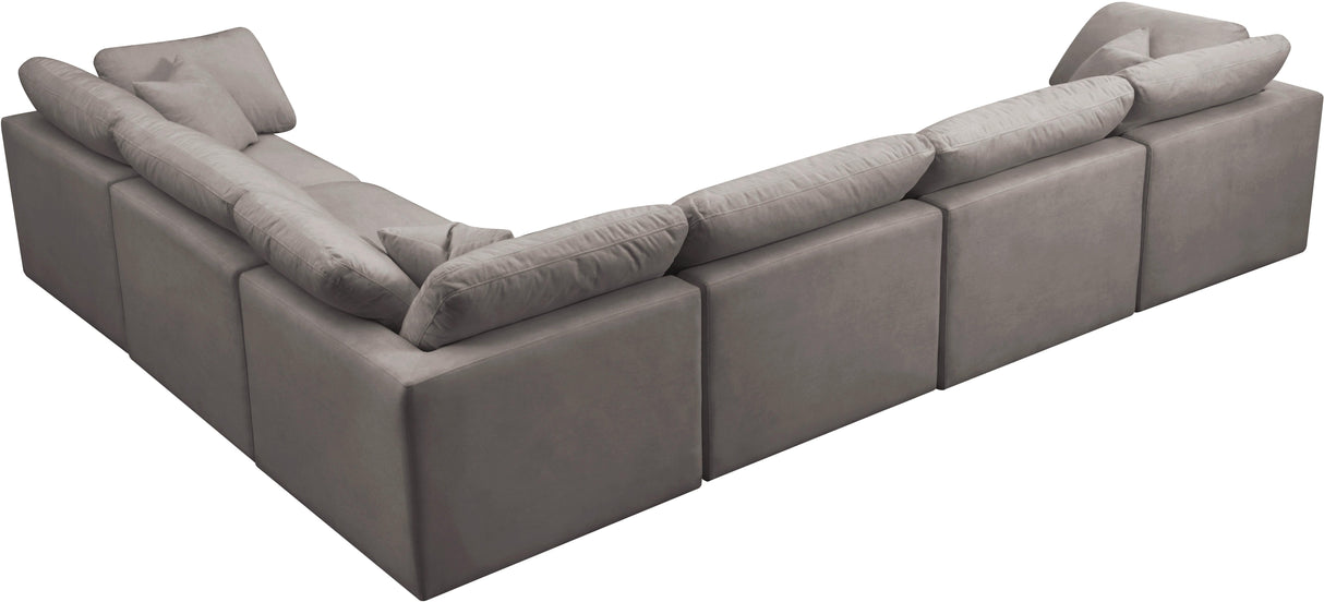 Plush Grey Velvet Standard Cloud Modular Sectional - galleria furniture outlet
