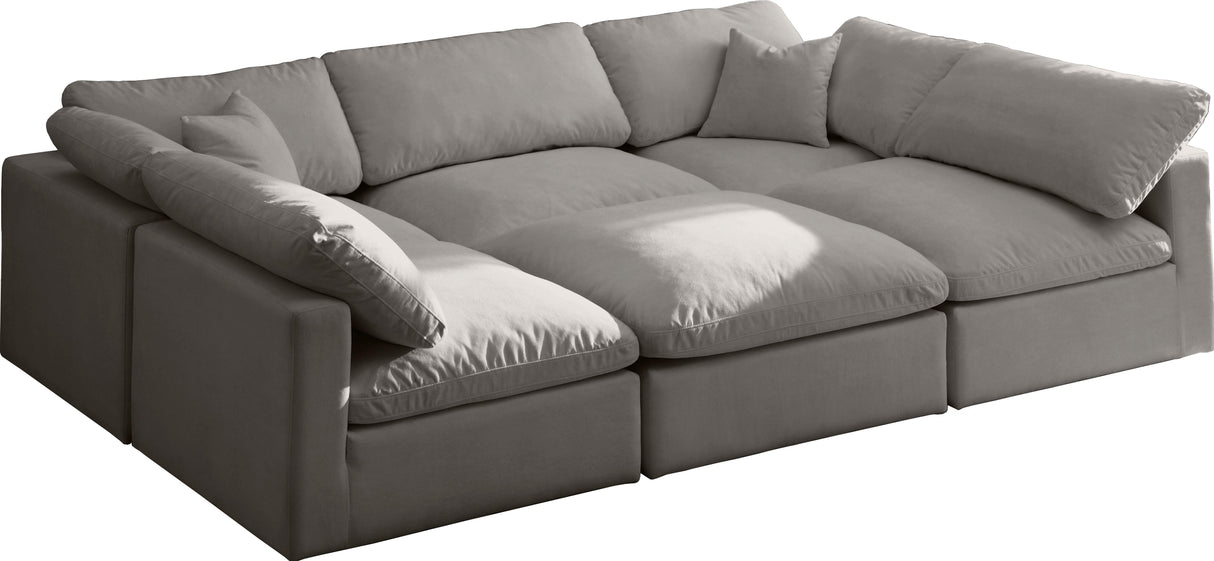 Plush Grey Velvet Standard Cloud Modular Sectional - galleria furniture outlet