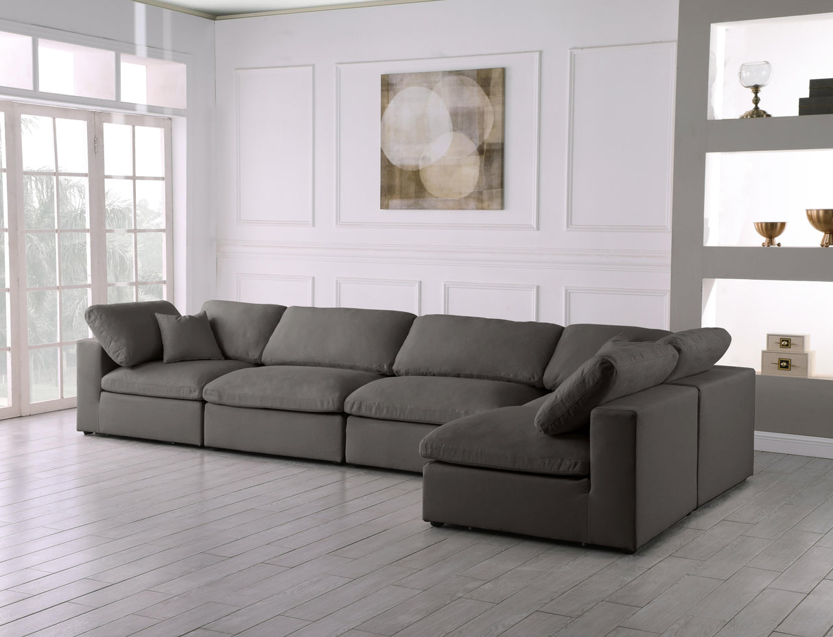 Plush Grey Velvet Standard Cloud Modular Sectional - galleria furniture outlet