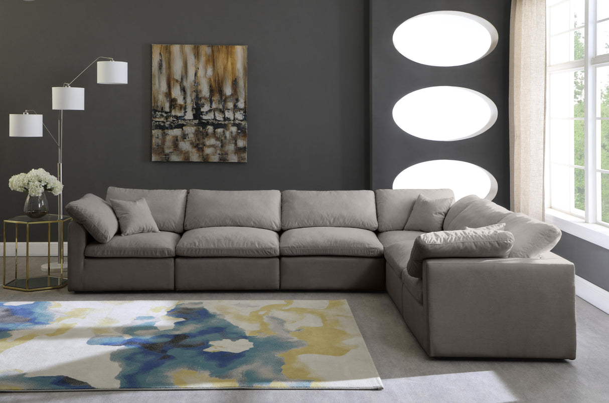 Plush Grey Velvet Standard Cloud Modular Sectional - galleria furniture outlet