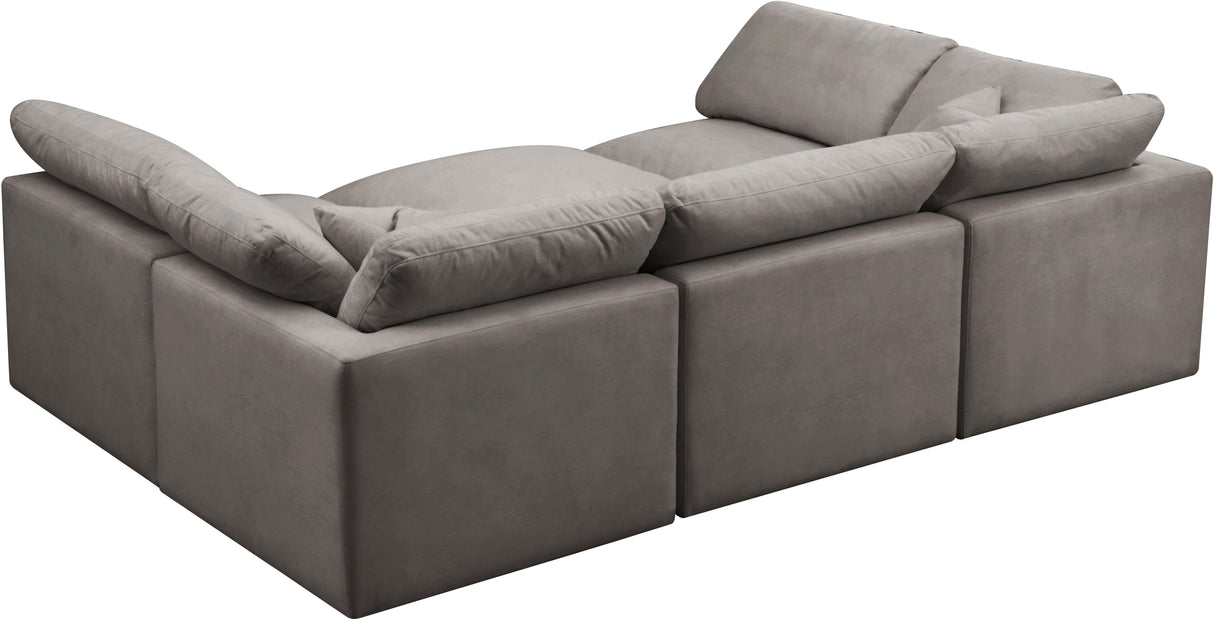 Plush Grey Velvet Standard Cloud Modular Sectional - galleria furniture outlet