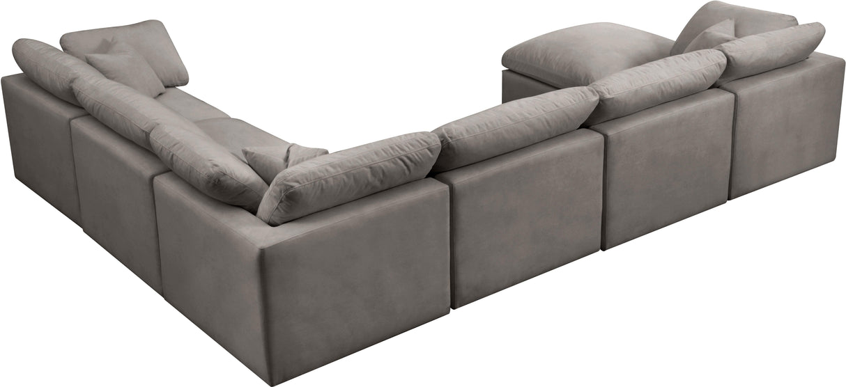 Plush Grey Velvet Standard Cloud Modular Sectional - galleria furniture outlet