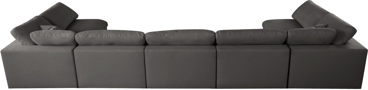 Plush Grey Velvet Standard Cloud Modular Sectional - galleria furniture outlet