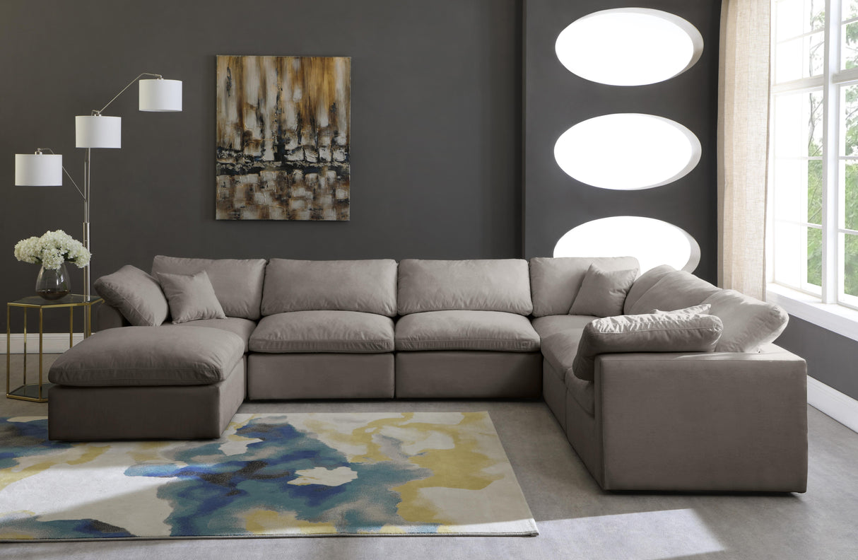 Plush Grey Velvet Standard Cloud Modular Sectional - galleria furniture outlet