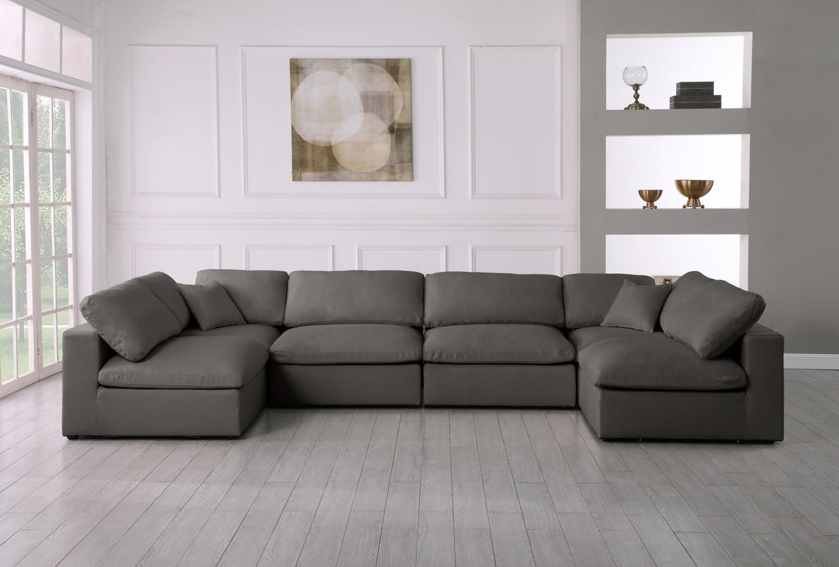 Plush Grey Velvet Standard Cloud Modular Sectional - galleria furniture outlet