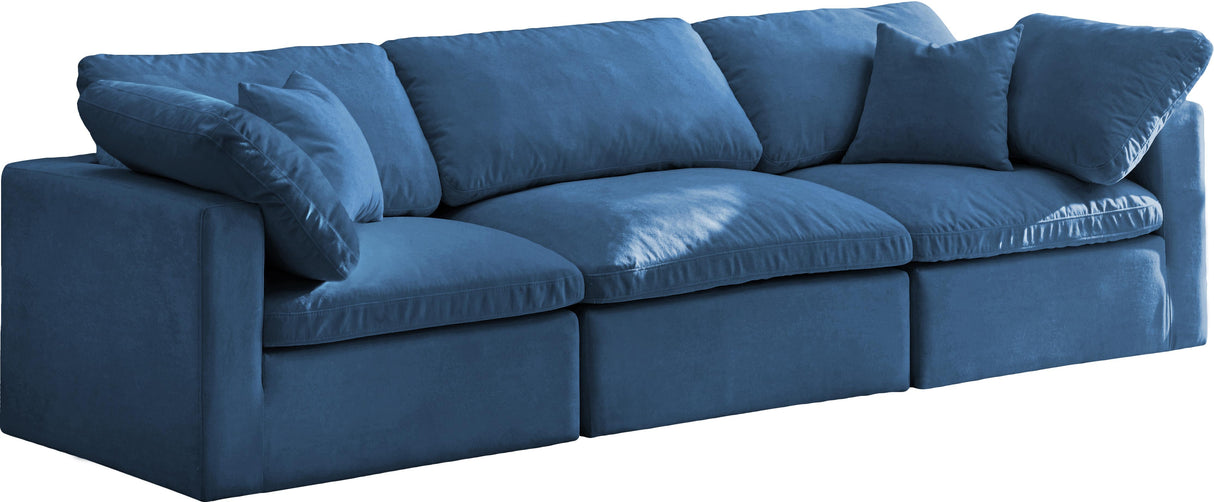 Plush Navy Velvet Standard Cloud Modular Sofa - galleria furniture outlet