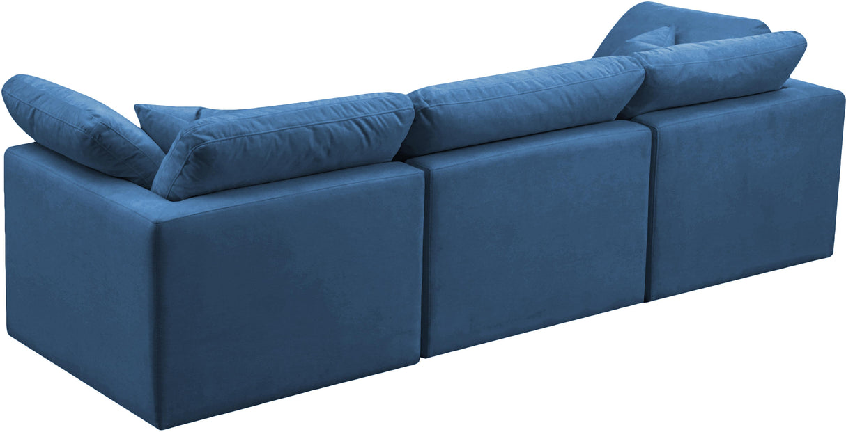 Plush Navy Velvet Standard Cloud Modular Sofa - galleria furniture outlet