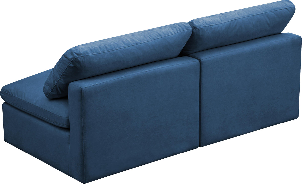 Plush Navy Velvet Standard Cloud Modular Sofa - galleria furniture outlet