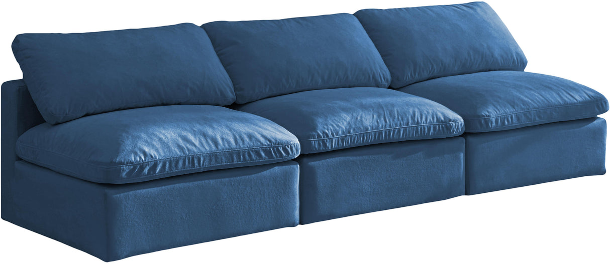 Plush Navy Velvet Standard Cloud Modular Sofa - galleria furniture outlet