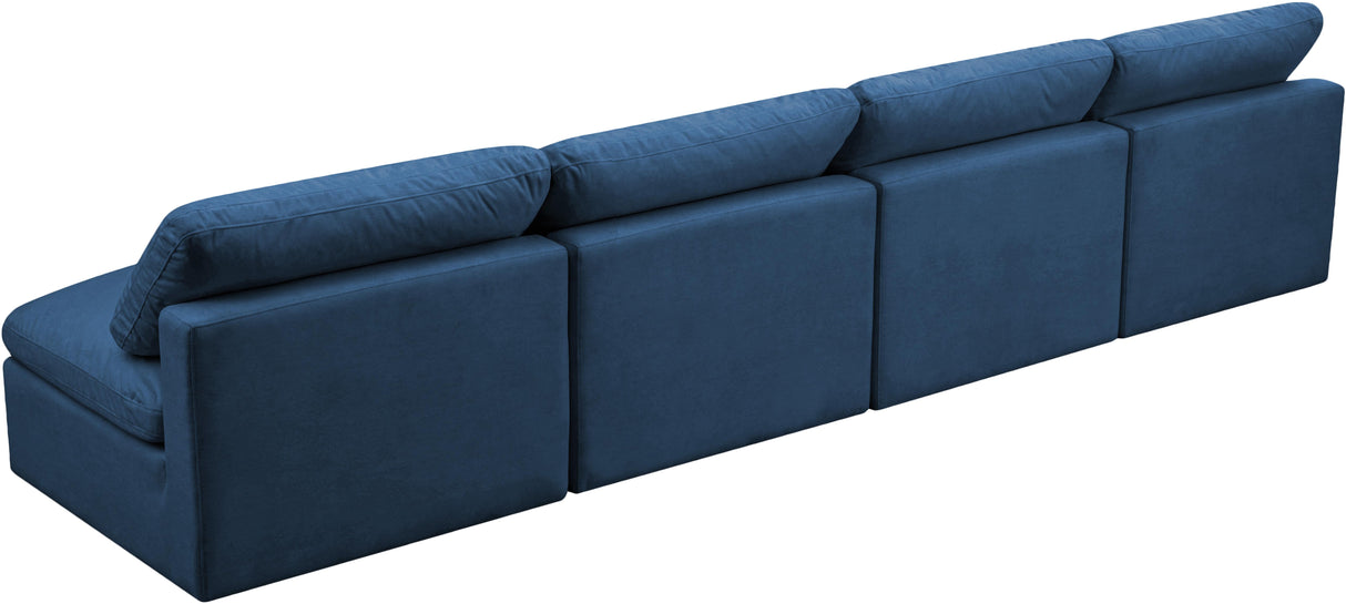 Plush Navy Velvet Standard Cloud Modular Sofa - galleria furniture outlet