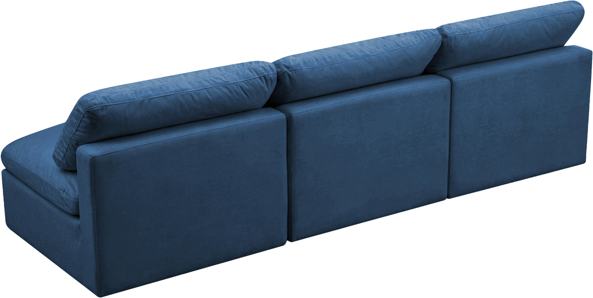 Plush Navy Velvet Standard Cloud Modular Sofa - galleria furniture outlet