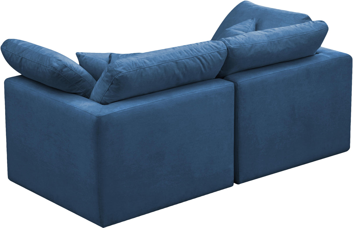 Plush Navy Velvet Standard Cloud Modular Sofa - galleria furniture outlet