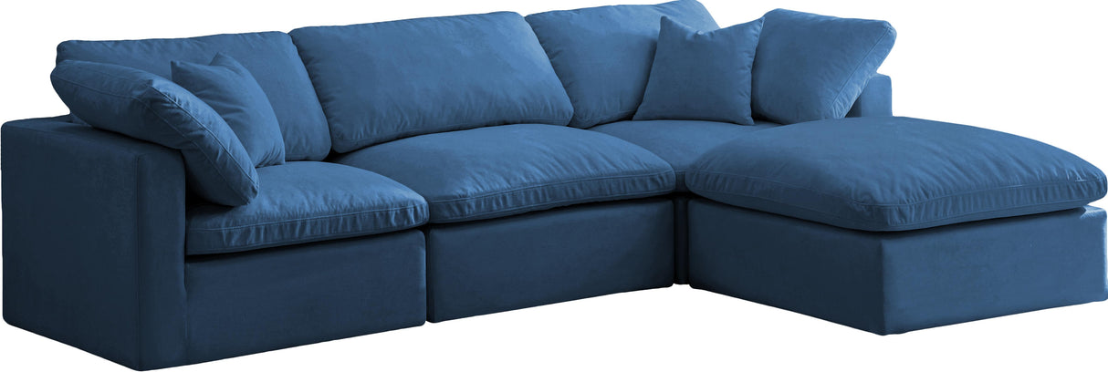 Plush Navy Velvet Standard Cloud Modular Sectional - galleria furniture outlet