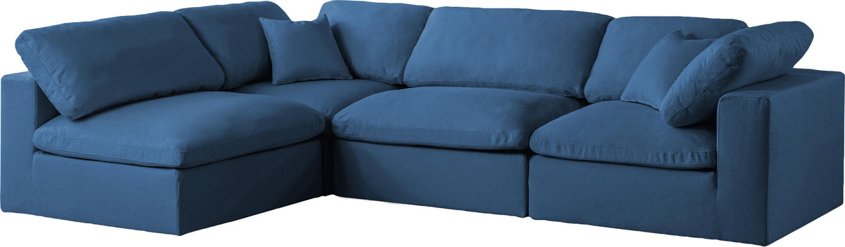 Plush Navy Velvet Standard Cloud Modular Sectional - galleria furniture outlet