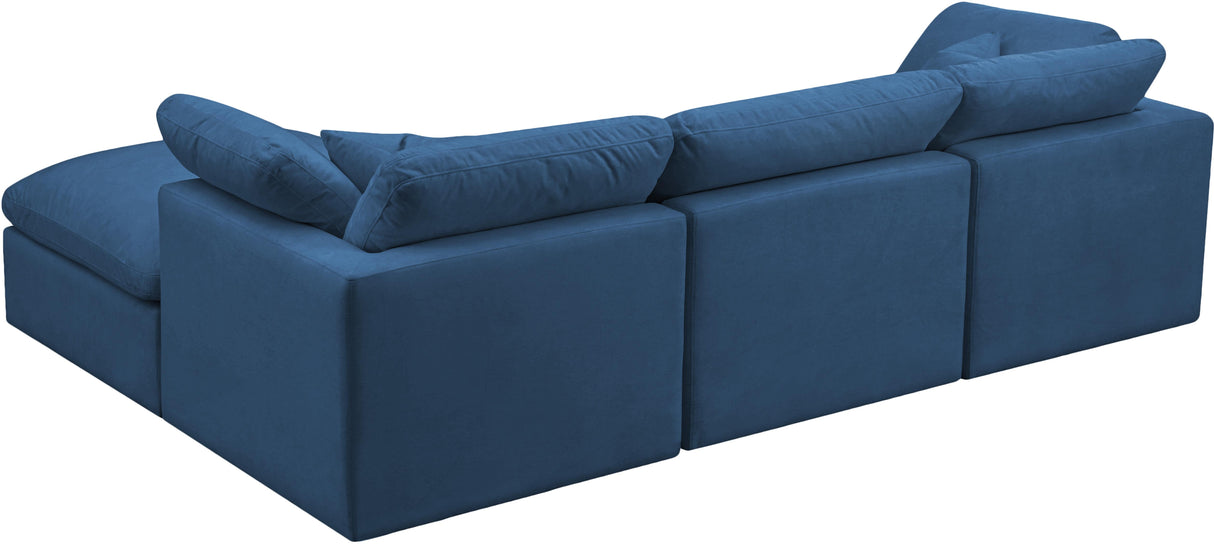 Plush Navy Velvet Standard Cloud Modular Sectional - galleria furniture outlet