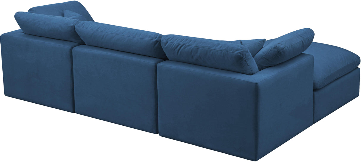 Plush Navy Velvet Standard Cloud Modular Sectional - galleria furniture outlet