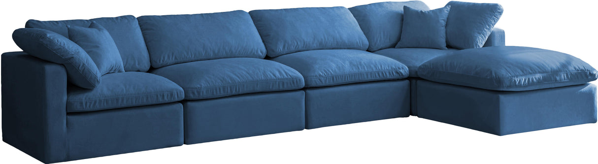 Plush Navy Velvet Standard Cloud Modular Sectional - galleria furniture outlet