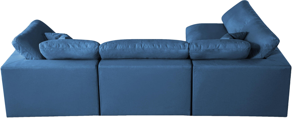Plush Navy Velvet Standard Cloud Modular Sectional - galleria furniture outlet