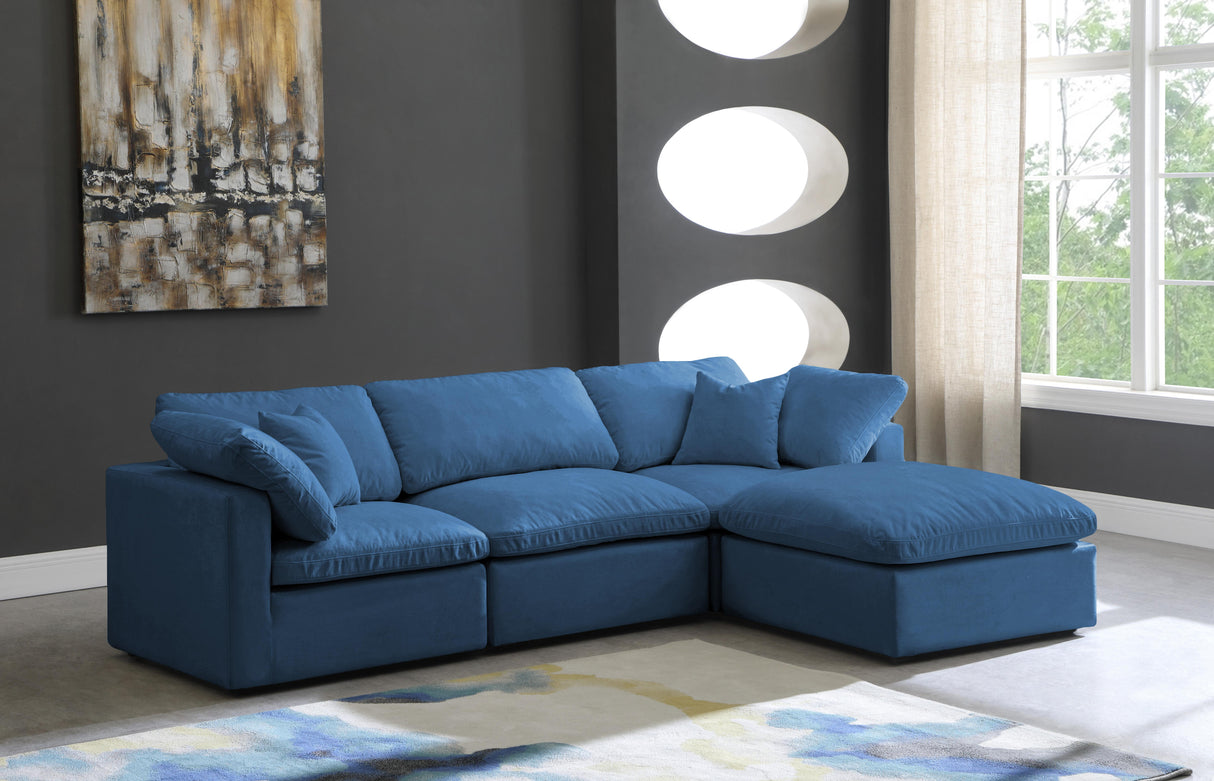 Plush Navy Velvet Standard Cloud Modular Sectional - galleria furniture outlet