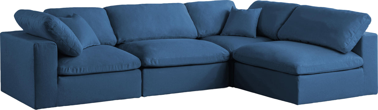 Plush Navy Velvet Standard Cloud Modular Sectional - galleria furniture outlet