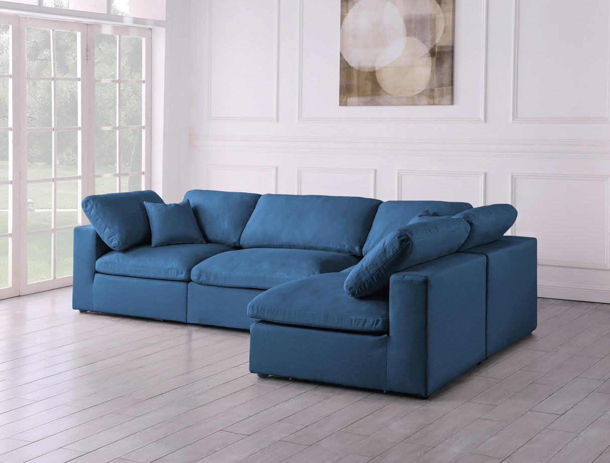 Plush Navy Velvet Standard Cloud Modular Sectional - galleria furniture outlet