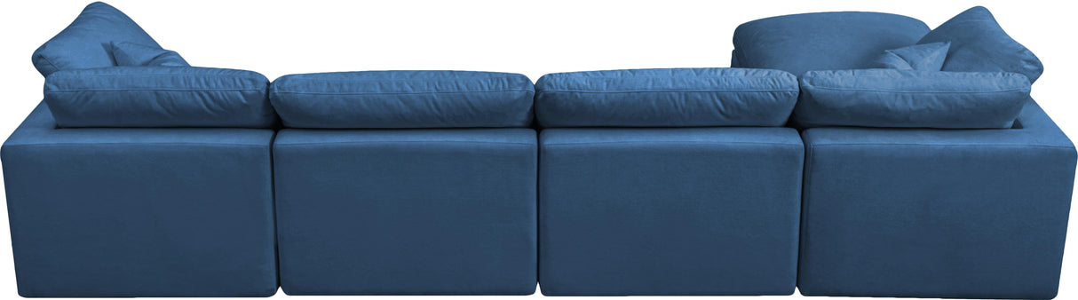 Plush Navy Velvet Standard Cloud Modular Sectional - galleria furniture outlet