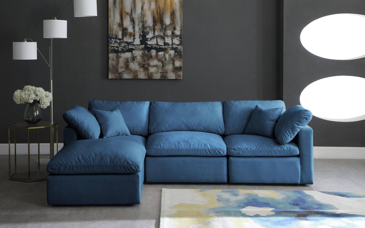 Plush Navy Velvet Standard Cloud Modular Sectional - galleria furniture outlet